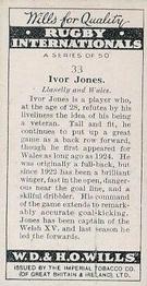 1929 Wills's Rugby Internationals #33 Ivor Jones Back